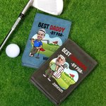 Personalised Best By Par Cartoon Face Photo PU Leather Golf Scorecard Holder with Name Competition Training Accessory Birthday Gift for Golf Lovers
