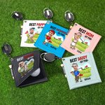 Personalised Cartoon Character Face Photo Leather Golf Towel with Name and Retractable Clip Portable Golf Accessories Birthday Gift for Golf Players