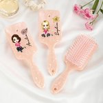 Personalized Birth Flower Cartoon Character Paddle Air Cushion Comb with Name and Handle Makeup Tool Birthday Wedding Party Gift for Women Girls