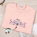 Personalised Embroidered Pet Photo Mom Soft T-shirt Sweatshirt Hoodie with Name Mother’s Day Birthday Gift for Mom Pet Lover Owners