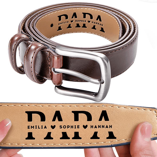 Personalisierter Vater Herren Leder Gürtel mit Namen Gravur Vatertag Geburtstag Geschenk für Papa Opa