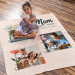 Personalisierte Geburt Blume Liebe wächst wild hier weiche Decke mit 1-4 Namen und Fotos Home Decor Muttertag Geburtstag Geschenk für Mama
