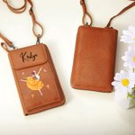 Henkilökohtainen baletti tyttö syntymä kukka PU nahka Crossbody laukku lompakko nimi ja korttipaikat Syntymäpäivä Dance Recital Team lahja baletti ystäville