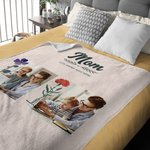 Personalisierte Geburt Blume Liebe wächst wild hier weiche Decke mit 1-4 Namen und Fotos Home Decor Muttertag Geburtstag Geschenk für Mama