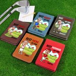 Personalised Best By Par Cartoon Face Photo PU Leather Golf Scorecard Holder with Name Competition Training Accessory Birthday Gift for Golf Lovers