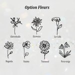 Collier Ovale Personnalisé avec Photo Fleur de Naissance et Initiale Gravés Cadeau d'Anniversaire de la Fête des Mères pour les Femmes