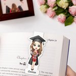 Henkilökohtainen Grad Cap Cartoon Graduate Graduate Magneettinen kirjanmerkki Clip nimellä Lukeminen tarvikkeet Valmistuminen syntymäpäivälahja kirjan ystäville Kirjamatoja