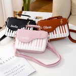Gepersonaliseerde Piano Shape Punk stijl PU lederen Crossbody tas 's avonds met naam afstuderen cadeau voor vrouwen conservatorium studenten