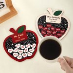 Personalised Teacher Apple Fridge Magnet Coaster Keychain with 1-35 Heart Student Names Back to School End of Year Appreciation Gift for Teachers