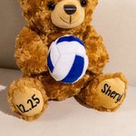 Personalised Sports Ball Cute Bear Soft Stuffed Plush Toy with Texts Valentine’s Day Birthday Gift for Boys Girls Sports Lovers