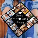 Personalisierte 12 Fotos Collage Graduation Cap Topper mit Namen und Jahr Graduierung Party Zeremonie Geschenk für Klasse von 2025 Absolventen Klassenkameraden