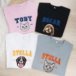 Personalisierte Multicolor Stickerei Hund Katze Haustier Porträt Foto T-shirt Sweatshirt Hoodie mit Namen und Jahr Haustier Party Geburtstag Geschenk für Tierliebhaber Besitzer