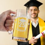 Personalized Graduation Cap Class of 2025 16 oz Beer Glass with School Name and Year Party Favor Birthday Gift for Graduates Classmates Friends