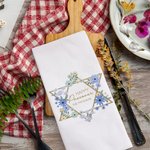 Personalised Floral Jewish Star Super Absorbent 100% Cotton Waffle Towel with Name Passover Gift for Jewish Family