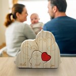 Gepersonaliseerde Houten Pinguïn Familie Rode Hart Puzzel met 2-5 Gegraveerde Namen Woondecoratie Verjaardag Jubileum Cadeau voor Familie
