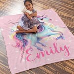 Personalized Infant Blanket Fantasy Unicorn Soft Throw with Name Birthday Gift for Newborns Girls, New Moms and Nursery Decor