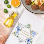 Personalised Floral Jewish Star Super Absorbent 100% Cotton Waffle Towel with Name Passover Gift for Jewish Family