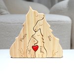 Gepersonaliseerde Wolven Familie Rode Hart Houten Puzzel met 2-4 Namen Bureaudecor Verjaardag Jubileum Cadeau voor Familie