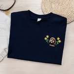 Gepersonaliseerd Geborduurd Bloemen Hond Kat Gezicht Foto Zacht T-shirt Sweatshirt Hoodie met Naam Huisdierfeest Verjaardagscadeau voor Huisdierliefhebbers