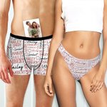 Personalisierte Wiederholung Name Herz Atmungsaktive Tanga Brief Boxer Unterwäsche Set Flitterwochen Reise Hochzeit Geschenk für Männer Frauen Paar