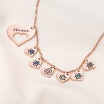 Personligt födelsesten födelsedag blomma ihåligt hjärta halsband med 1-8 graverade namn Familjesmycken födelsedag årsdag present till mormor mamma