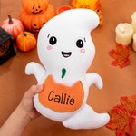 Peluche fantasma personalizado suave y tierno con nombre y bolsillo para dulces regalo de fiesta de Halloween para niños
