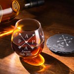 Personalisiertes Gekreuztes Design Papa Whiskyglas mit Textgravur Haus Deko Vatertag Geburtstag Geschenk für Papa Opa