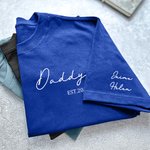 Personalized 1-8 Family Member Names Adult Kid T-shirt Hoodie with Appellation and Year Father's Day Birthday Gift for Dad Grandpa