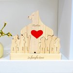Puzzle in legno personalizzato con base e 2-9 nomi orso polare decorazione per scrivania regalo di compleanno e anniversario per famiglia