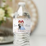 Personalized Cartoon Bride and Groom Water Bottle Label Stickers with Name and Wedding Date Wedding Anniversary Decor for Newlyweds Couple