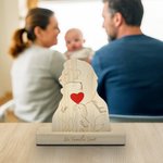 Gepersonaliseerde Warme Knuffel Leeuw Familie Houten Puzzel met Hart en 2-7 Namen Bureau Decoratie Moederdag Verjaardag Jubileum Cadeau voor Familie