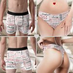 Personalisierte Wiederholung Name Herz Atmungsaktive Tanga Brief Boxer Unterwäsche Set Flitterwochen Reise Hochzeit Geschenk für Männer Frauen Paar