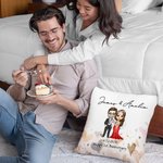 Gepersonaliseerd Cartoon Bruid en Bruidegom Hart Zacht Kussenovertrek met Naam en Huwelijksdatum Huwelijksdecoratie Verjaardagsgeschenk voor Paar