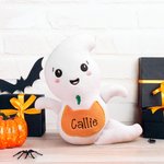 Peluche fantasma personalizado suave y tierno con nombre y bolsillo para dulces regalo de fiesta de Halloween para niños