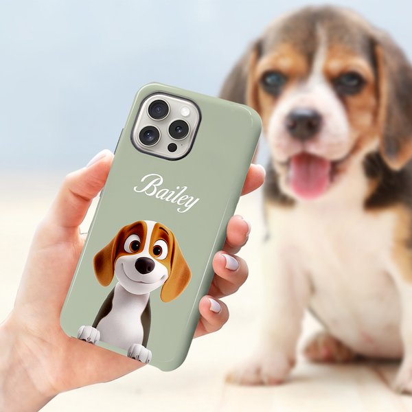 Personalized 1-3 Cute 3D Cartoon Dogs Phone Case for iPhone or Samsung with Name Birthday Anniversary Gift for Dog Lovers