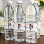Personalized Cartoon Bride and Groom Water Bottle Label Stickers with Name and Wedding Date Wedding Anniversary Decor for Newlyweds Couple
