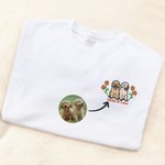 Personalisierte gestickte Blume Hund Katze Haustier Portrait Foto T-Shirt Sweatshirt Hoodie mit Namen Geburtstag Jahrestag Geschenk für Tierbesitzer Liebhaber
