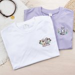 Personalisierte gestickte Blume Hund Katze Haustier Portrait Foto T-Shirt Sweatshirt Hoodie mit Namen Geburtstag Jahrestag Geschenk für Tierbesitzer Liebhaber