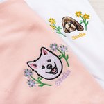 Gepersonaliseerd Geborduurd Bloemen Hond Kat Gezicht Foto Zacht T-shirt Sweatshirt Hoodie met Naam Huisdierfeest Verjaardagscadeau voor Huisdierliefhebbers