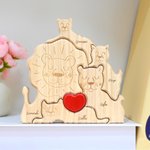 Puzzle in legno personalizzato tema leone che si abbracciano con cuore rosso e 2-7 nomi decor da scrivania festa della mamma regalo per famiglia