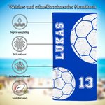Personalisiertes Übergroßes Schnelltrocknendes Fußball Handball Strandtuch mit Namen Reise Geburtstagsgeschenk für Sportliebhaber Teammitglieder