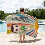Personalisiertes Retro Sonnenstrahlen Cartoon Weiches Schnelltrockendes Strandtuch mit Namen Reise-Zubehör Geburtstag Geschenk für Familie Freund