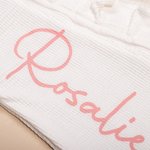 Personalised 100% Cotton Ruffle Waffle Name Baby Romper with Zipper Bow Headband Set Baby Shower Birthday Gift for Girl Newborns