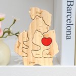 Gepersonaliseerde Beer Familie Rode Hart Houten Puzzel met 2-5 Namen Bureaudecor Verjaardag Jubileum Cadeau voor Familie