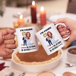 Personalised I'm Yours No Returns or Refunds Cartoon Bride and Groom Ceramic Mug with Names Wedding Anniversary Gift for Newlyweds Couples
