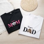 Personalised Embroidered Dog Cat Pet Portrait Photo Soft T-shirt Sweatshirt Hoodie with Name Birthday Holiday Gift for Pet Owners Lovers