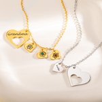 Personligt födelsesten födelsedag blomma ihåligt hjärta halsband med 1-8 graverade namn Familjesmycken födelsedag årsdag present till mormor mamma