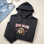 Personalized Embroidered Dog Mom Pet Portrait Photo T-shirt Sweatshirt Hoodie with Year Mother’s Day Birthday Gift for Mom Pet Lover Owners