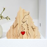 Personalisiertes Wölfe Familie Holzpuzzle mit 2-4 Namen und Rotem Herz Tischdeko Muttertag Geburtstag Jahrestag Geschenk für Familie