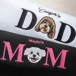 Personalised Embroidered Dog Cat Pet Portrait Photo Soft T-shirt Sweatshirt Hoodie with Name Birthday Holiday Gift for Pet Owners Lovers